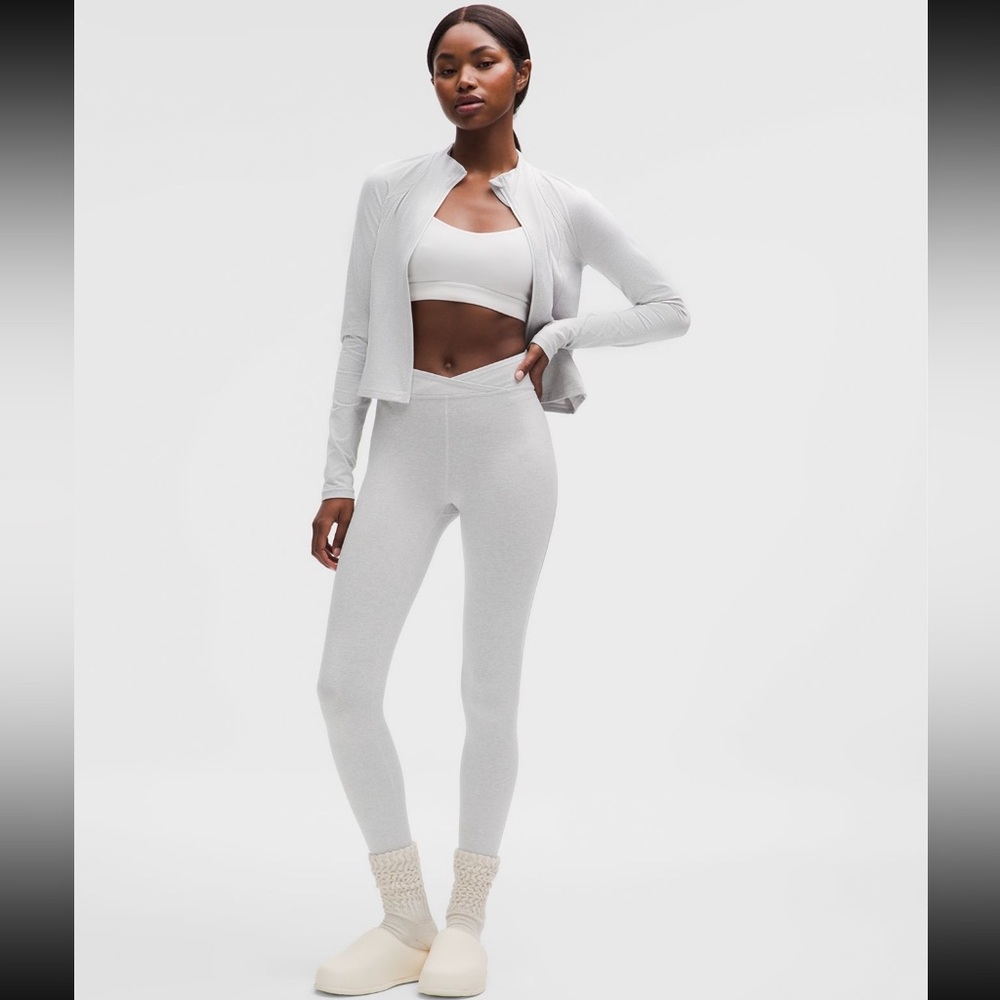 Worn Once! Lululemon Softey Suedey Cross Waist Tight 25” - Crescent Moon/White